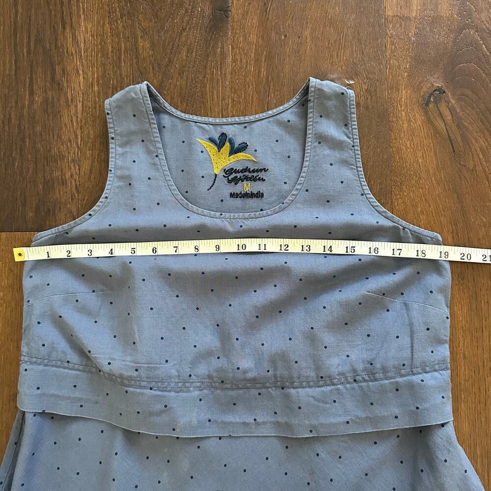 Gudrun Sjödén Polka Dot Organic Earthy Linen Cotton Tunic Sleeveless Dress Sz M - Picture 7 of 14
